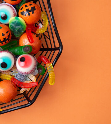 Halloween candy containing sugar and sweeteners