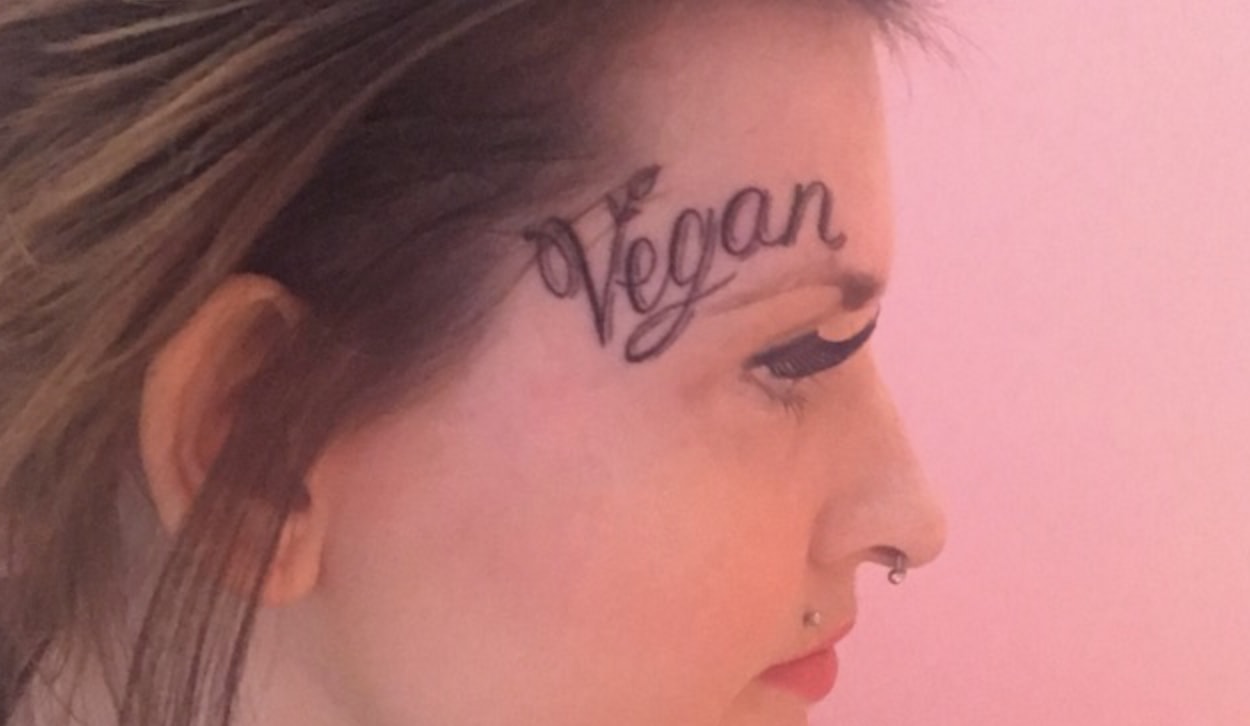 Woman Blasted For Having 'Vegan' Tattoo On Face