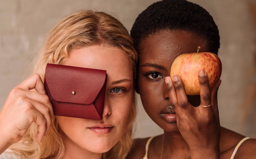 Leap is a vegan leather made from waste apple cores and skins