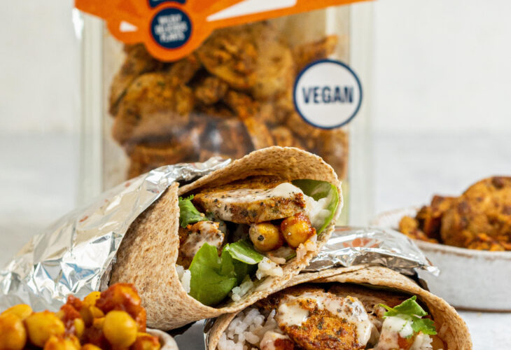 Vegan Chicken Tikka Wrap With Spiced Chickpeas & Yogurt