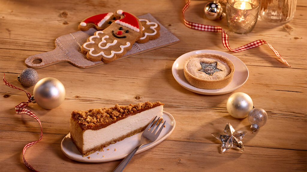 Costa's vegan menu featuring vegan gingerbread, biscoff cheesecake and mice tart