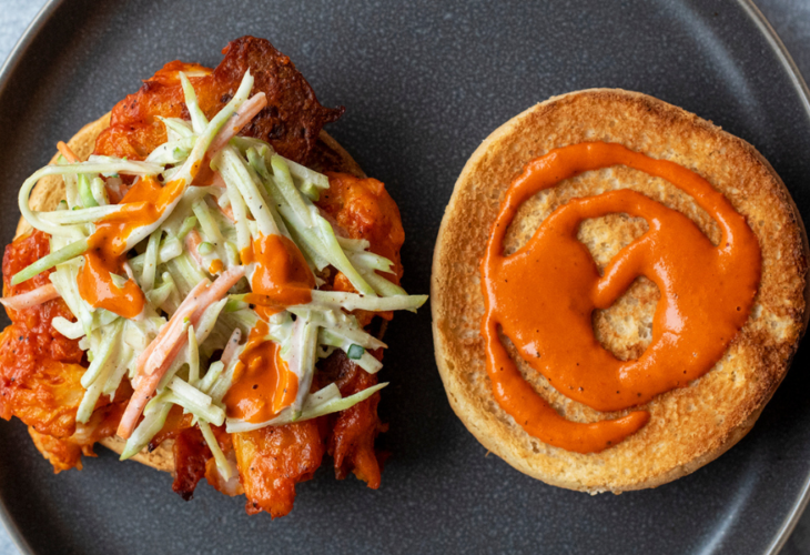 Crispy Vegan Buffalo Cauliflower Sandwich