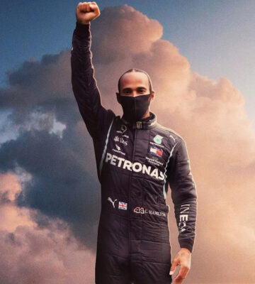 Lewis Hamilton celebrating his latest victory