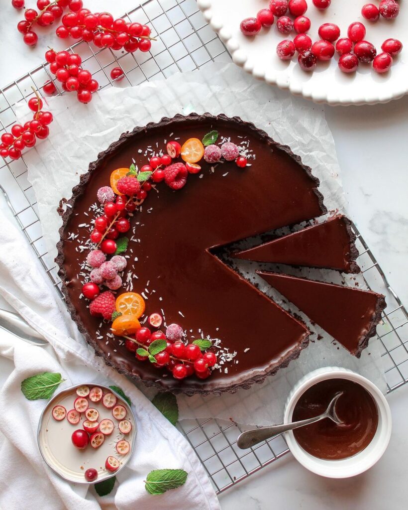 Cranberry Orange and Chocolate Tart