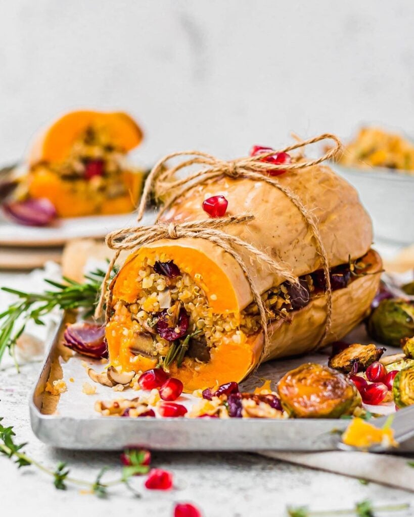 roasted chestnut cranberry stuffed squash