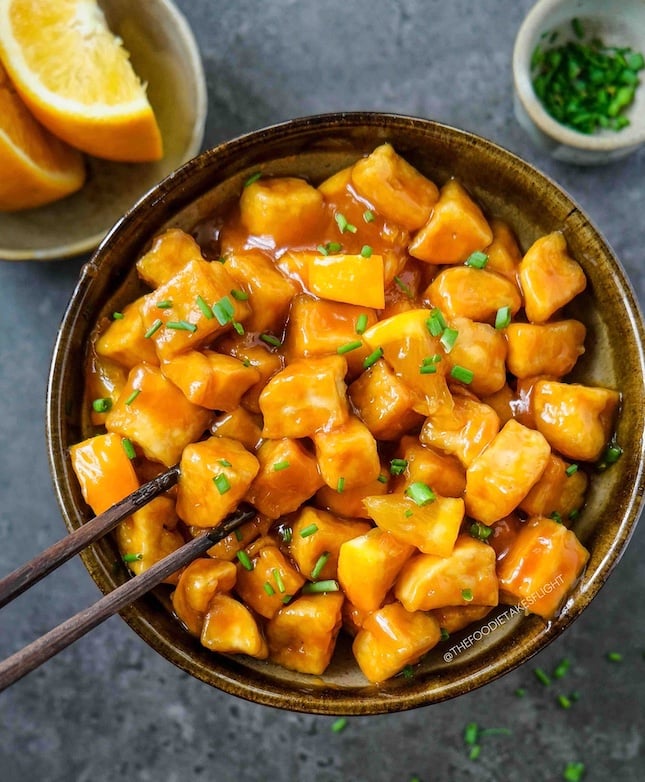 Sticky orange tofu