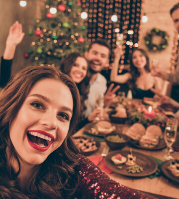 Family enjoying a vegan Christmas dinner
