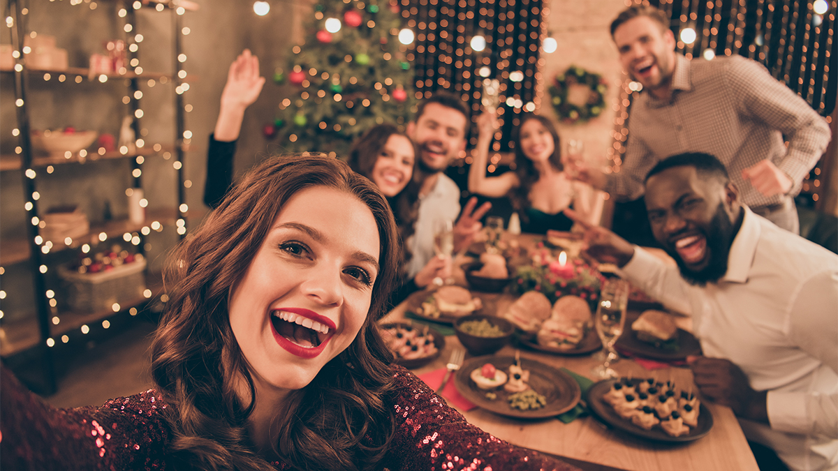 Family enjoying a vegan Christmas dinner
