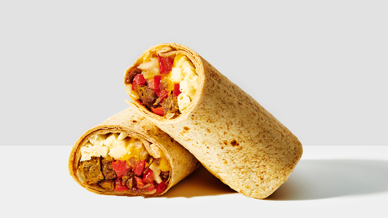 Gregory's new vegan egg burrito sandwich