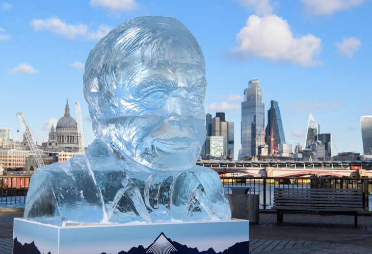 Giant Ice Sculpture Of David Attenborough Unveiled - Shows Rate Of Ice Melting In Arctic Sea