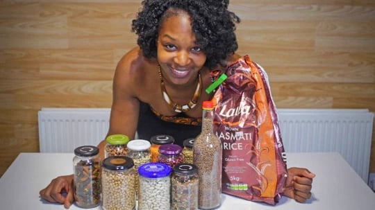 A British mother shares the secrets of how she feeds her vegan family of seven on a tight budget of £25 a week.