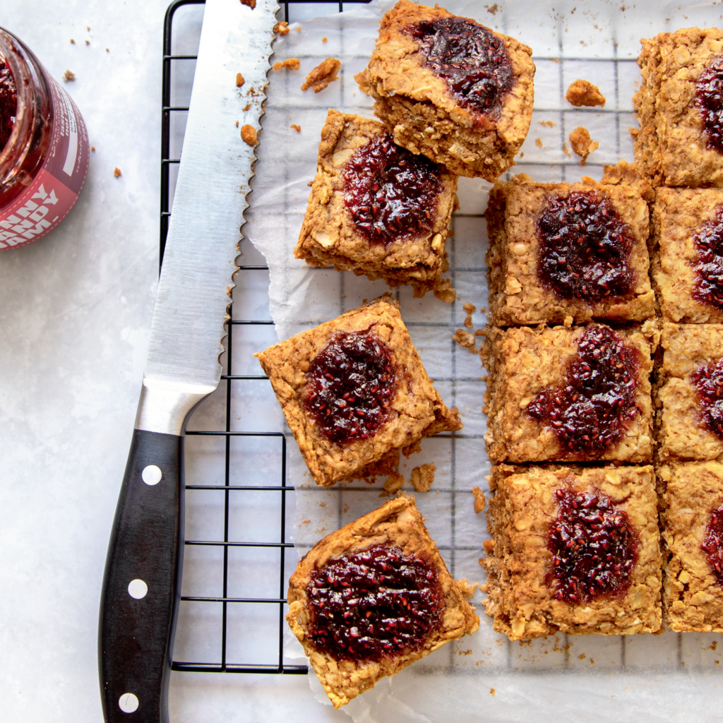 Baked Peanut Butter & Jam Oat Bars