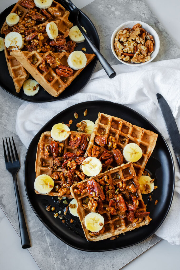 Cinnamon Banana Nut Waffles