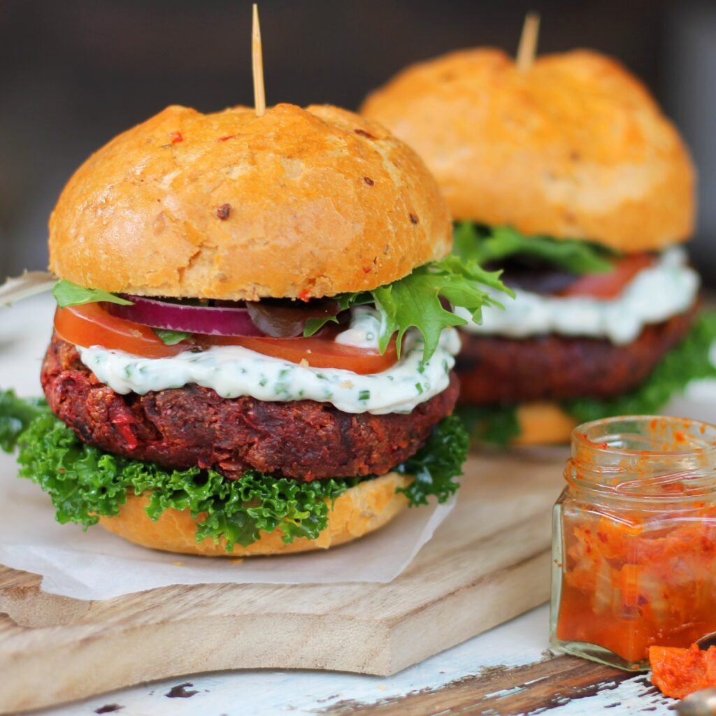 Carrot, Beetroot & Cumin Burgers