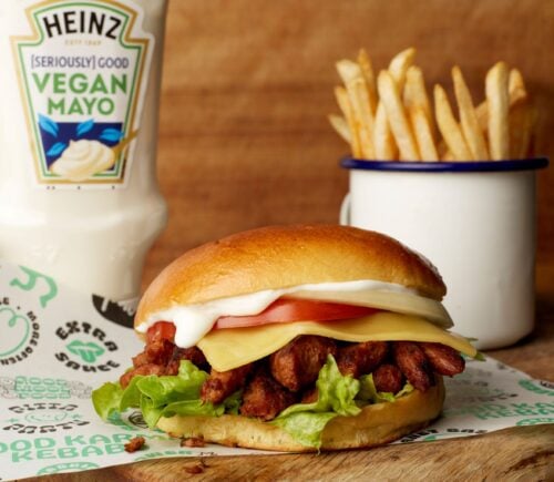 vegan doner bap featuring vegan Heinz mayo