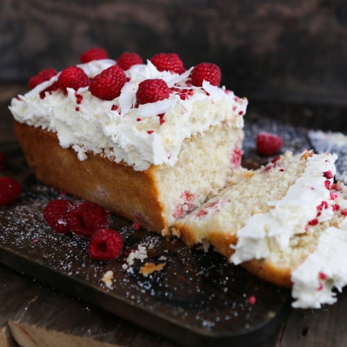 Coconut & Raspberry Cake with White Chocolate Icing
