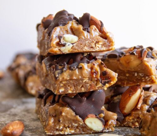 Almond Butter Snickers Bars