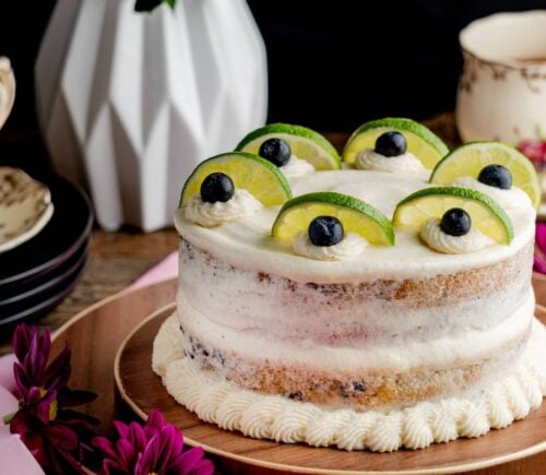 Blueberry, Lemon Cake With Vegan Cream Cheese Frosting