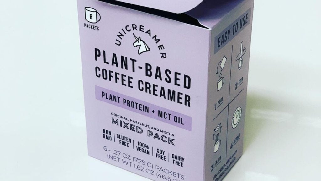 A carton of vegan non-dairy creamer made by Unicreamer