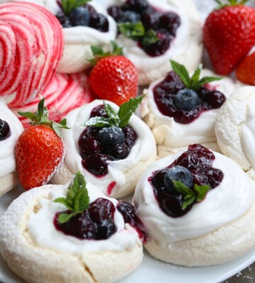 Blueberry & Whipped Cream Aquafaba Meringue Nests