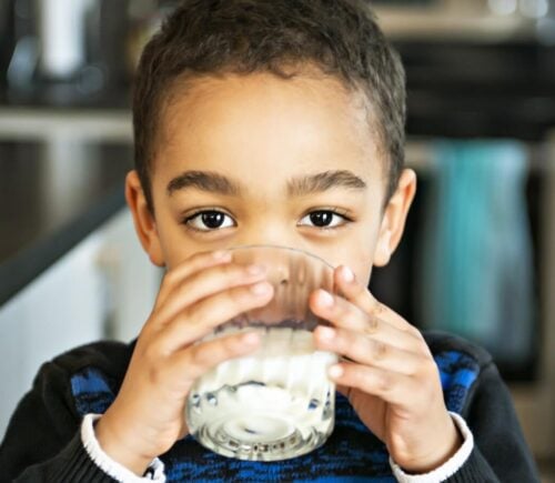 Child drinking cow's milk