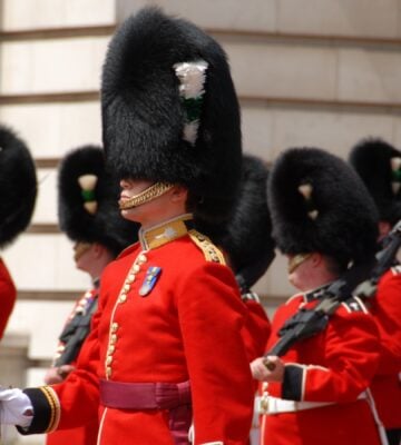 Queen's Guards wearing bearskin caps
