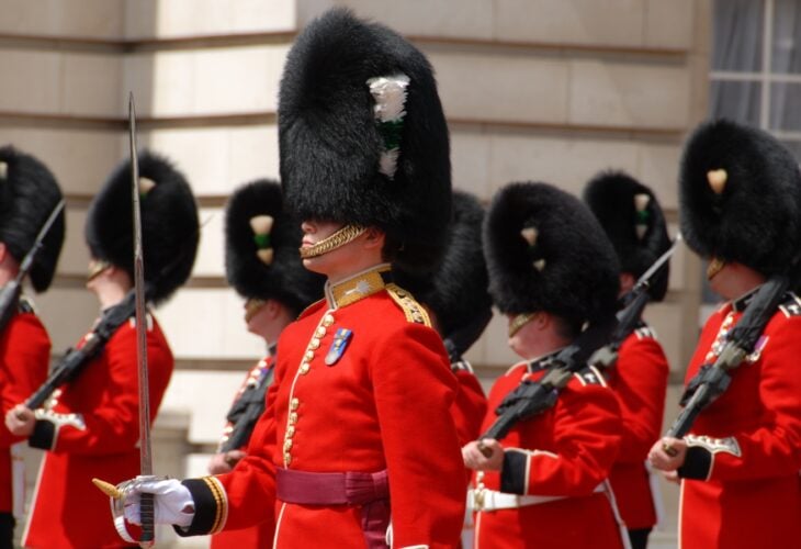 Queen's Guards wearing bearskin caps