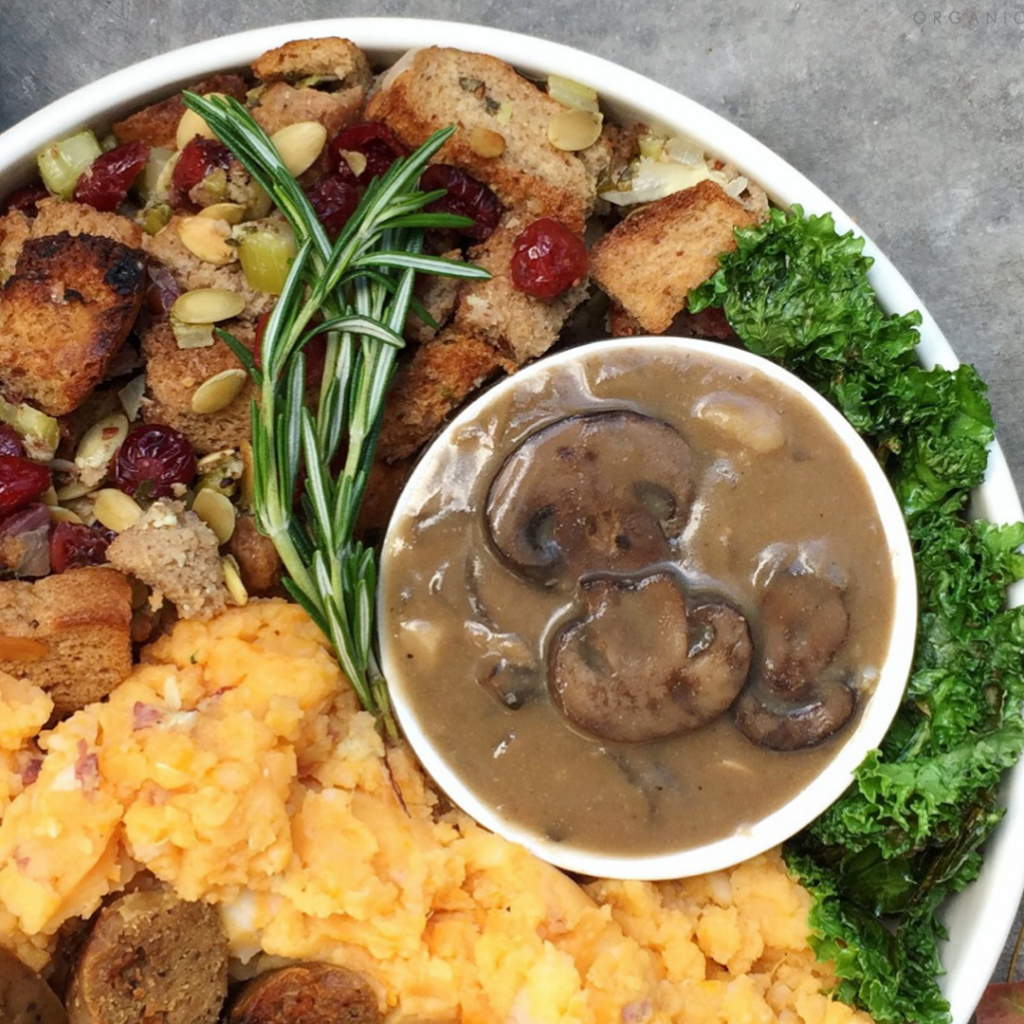 Garlicky Mashed Potatoes + Mushroom Gravy