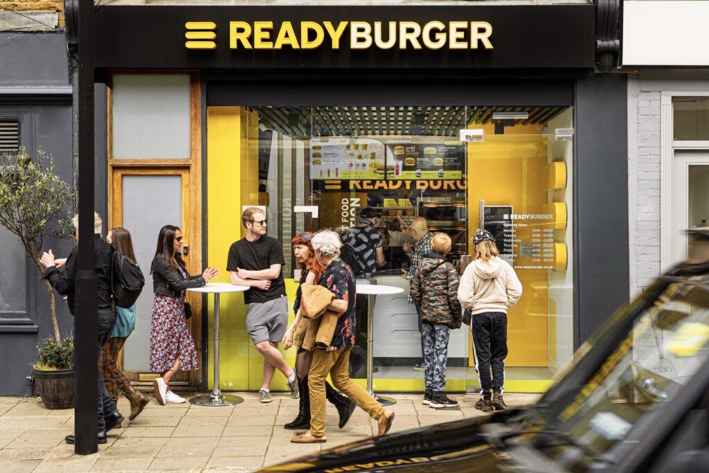Exterior of Ready Burger fast food restaurant