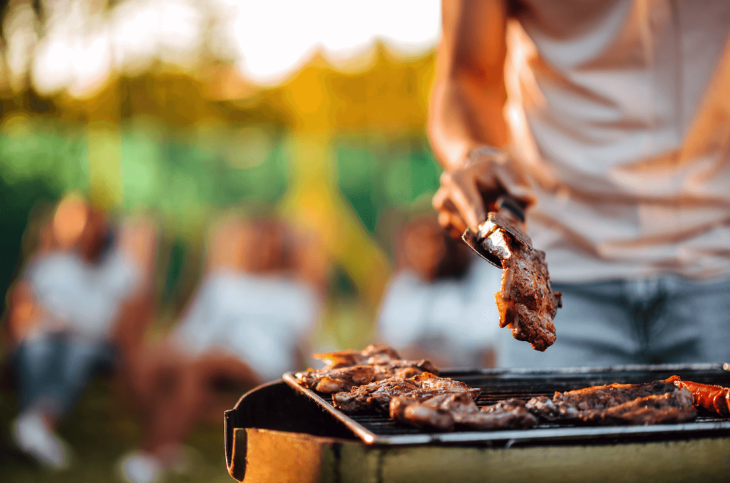 Man cooking meat