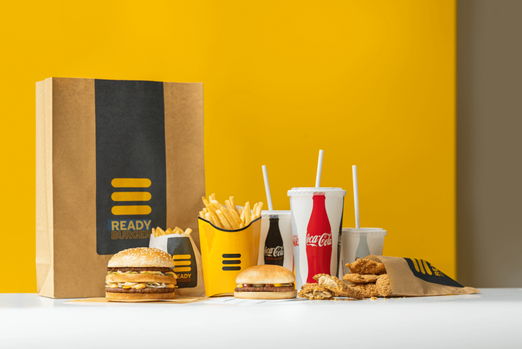 Vegan fast food like burgers, soda, and fries by Ready Burger