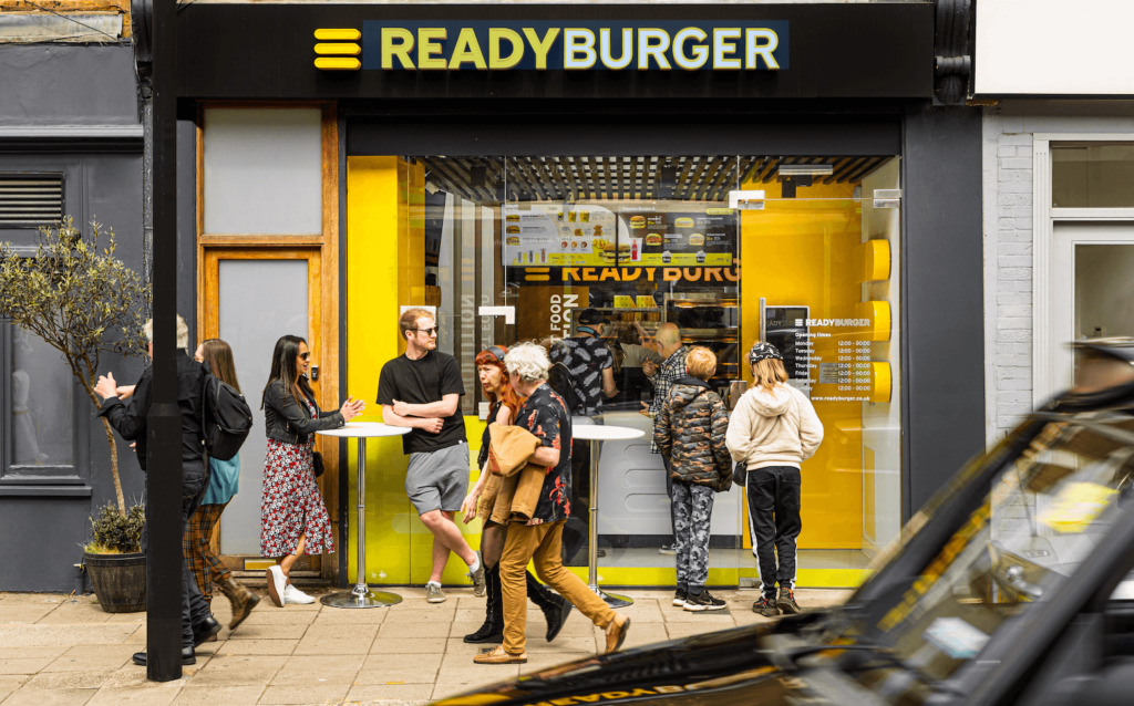 Ready Burger's storefront, selling vegan fast food