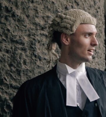 a barrister wearing a vegan wig made of hemp