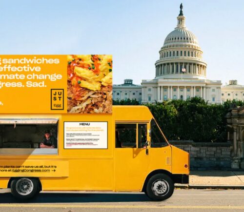 Eat Just's vegan egg sandwich food truck outside congress