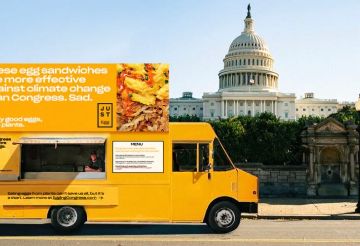 Eat Just's vegan egg sandwich food truck outside congress