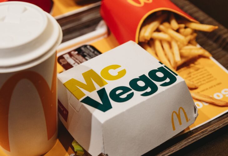 McDonald's veggie option on a tray
