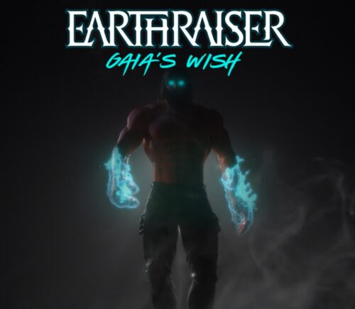 A video game still showing a silhouette of superhero EARTHRAISER