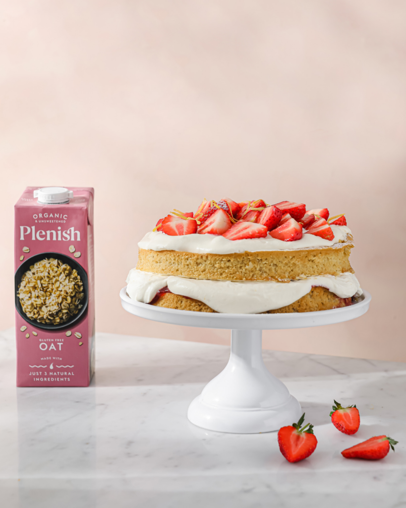 vegan victoria sponge and plenish milk