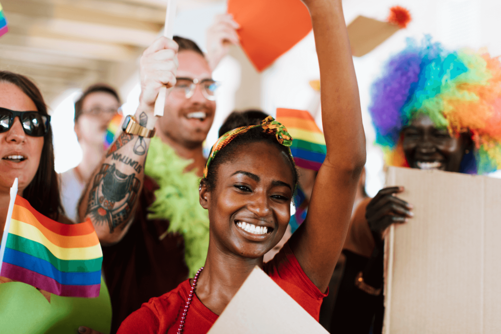 Queer people celebrating Pride Month