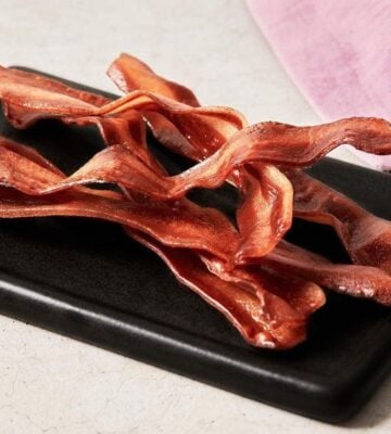 A pile of Umaro's vegan bacon