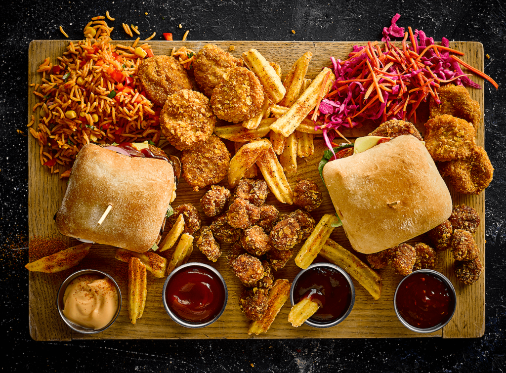 A selection of vegan fried chicken made by VFC