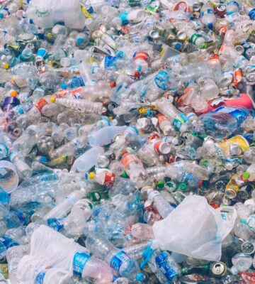 a mountain of plastic waste