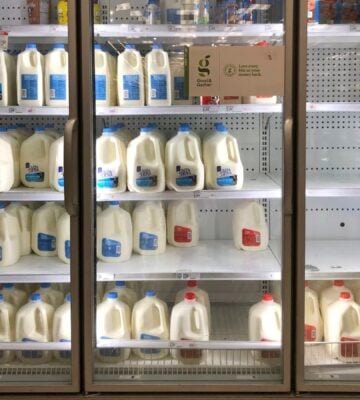 milk fridge in a supermarket