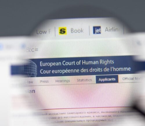 European Court of Human Rights website in browser with company logo
