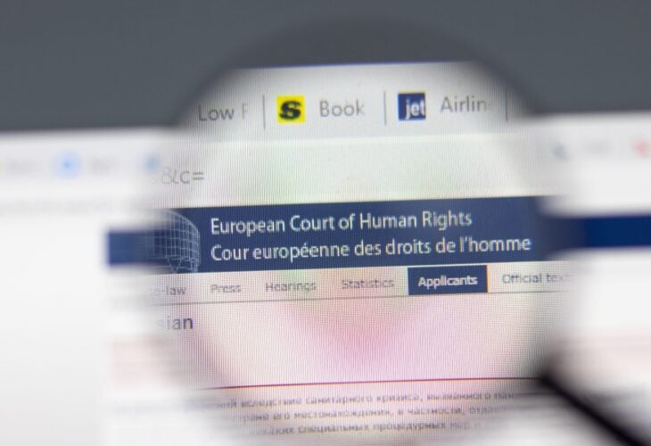 European Court of Human Rights website in browser with company logo