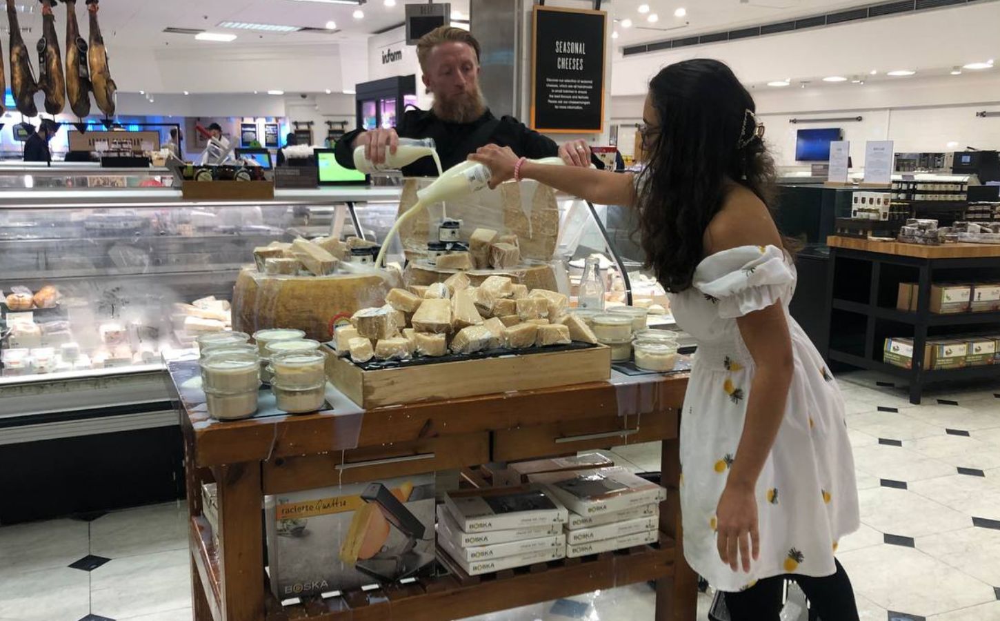 Animal Rebellion activists pour milk in high end supermarkets
