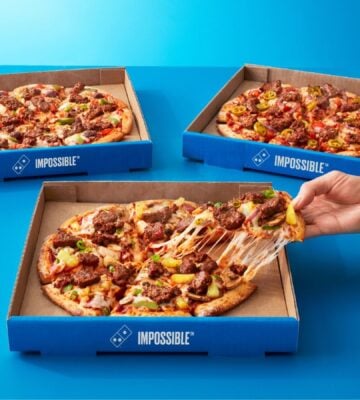 three Domino's pizzas made from Impossible beef