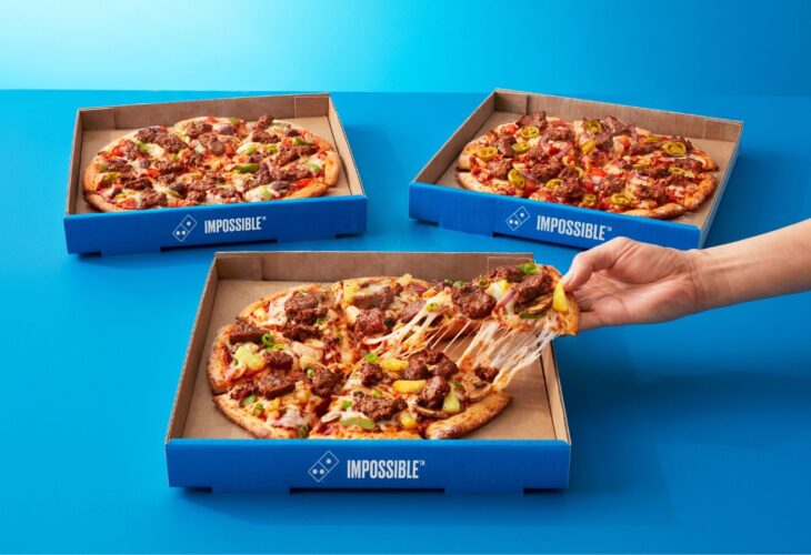 three Domino's pizzas made from Impossible beef