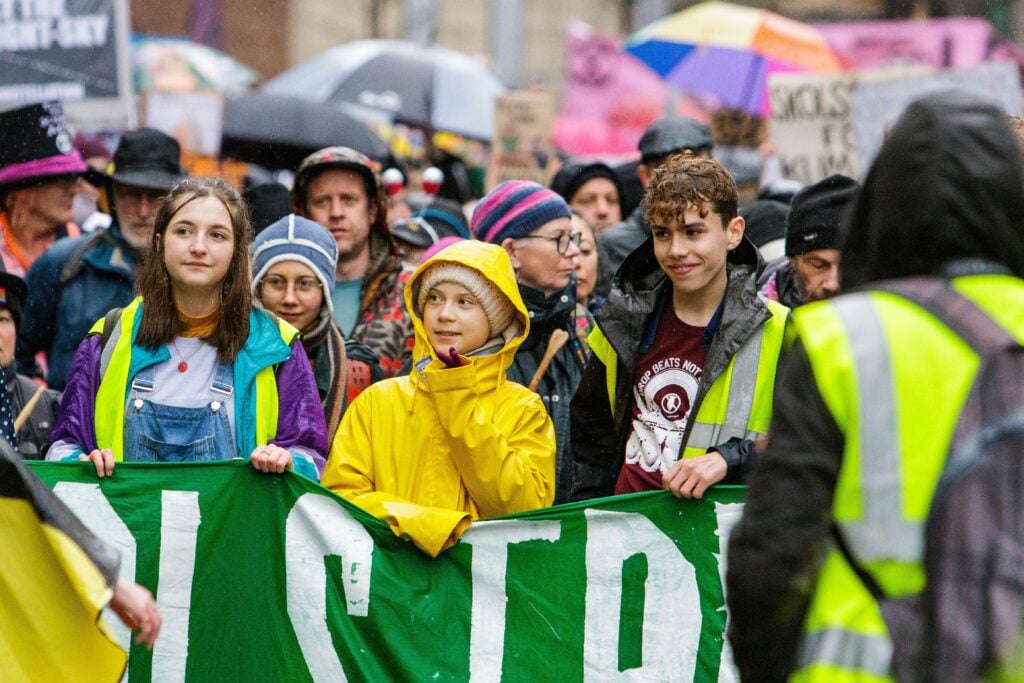 Vegan activist Greta Thunberg takes part in an environmental protest in Bristol, UK