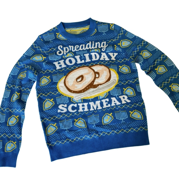 Blue vegan Hanukkah jumper